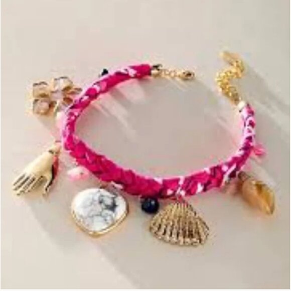 Free People NWT anklet braided band mixed charms or a bracelet - Picture 2 of 9
